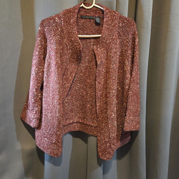 Preswick & Moore Maroon Open Front Sweater Cardigan, Size PXL - Picture 1 of 5